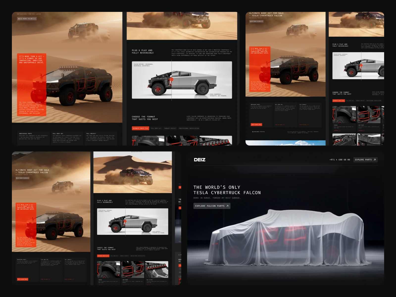 Крупные фрагменты интерфейса Cybertruck Falcon